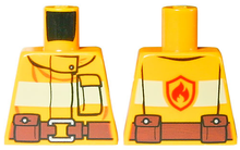 Part 973pb1011 - Torso Fire Suit with Stripe and Brown Utility Belt and Fire Logo on Back Pattern - De BrickPlaats