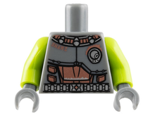 Part 973pb1333c01 - Torso Space Armor with Copper Abdomen and 'SHAMI', Silver Belt and Air Vent Pattern / Lime Arms / Dark Bluish Gray Hands - De BrickPlaats