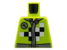 Part 973pb1384 - Torso Mechanic Racing Jacket with Wrench and Black and White Checkered Pattern - De BrickPlaats