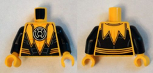 Part 973pb1865c01 - Torso Suit Serrated with Muscles Outline and White Sinestro Logo Pattern / Black Arms / Yellow Hands - De BrickPlaats