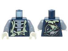 Part 973pb2081c01 - Torso Ninjago White Skeleton and Tattered Yellowish Green Robe Pattern / Sand Blue Arms / White Hands - De BrickPlaats