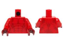 Part 973pb2195c01 - Torso Bare Chest with Muscles and Dark Red Spots Pattern / Red Arms / Dark Red Hands - De BrickPlaats