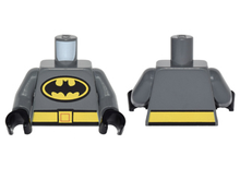 Part 973pb2275c01 - Torso Batman Logo in Yellow Oval with Yellow Belt Front and Back Pattern / Dark Bluish Gray Arms / Black Hands - De BrickPlaats