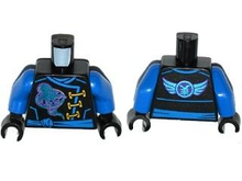 Part 973pb2351c01 - Torso Ninjago Robe with Gold Clasps, Jay Power Symbol, Blue Sash and Emblem and Wings on Back Pattern / Blue Arms / Black Hands - De BrickPlaats