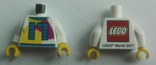 Part 973pb2855c01 - Torso LEGO World The Netherlands 2017 with Number 17 Pattern / White Arms / Yellow Hands - De BrickPlaats