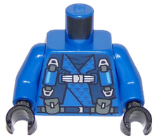 Part 973pb3307c01 - Torso Ninjago Robe with Straps and Pouches, Dragon Logo on Back Pattern / Blue Arms / Black Hands - De BrickPlaats