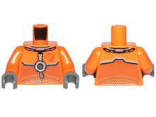Part 973pb3557c01 - Torso Spacesuit with Dark Bluish Gray Stripes Pattern / Orange Arms / Dark Bluish Gray Hands - De BrickPlaats
