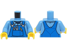 Part 973pb3781c01 - Torso Mechanic Overalls with Silver Wrenches and Fasteners, Yellow Pen, and Dark Blue Undershirt Pattern / Medium Blue Arms / Yellow Hands - De BrickPlaats