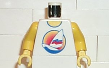 Part 973px126c01 - Torso Paradisa Sailboat with Sunset Pattern / Yellow Arms / Yellow Hands - De BrickPlaats