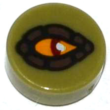 Part 98138pb016 - Tile, Round 1 x 1 with Eye Crocodile Pattern - De BrickPlaats