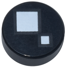 Part 98138pb072 - Tile, Round 1 x 1 with 2 White Squares Pattern (BrickHeadz Standard Eye) - De BrickPlaats