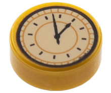 Part 98138pb259 - Tile, Round 1 x 1 with Tan Clock Face Pattern - De BrickPlaats