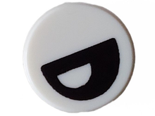 Part 98138pb366 - Tile, Round 1 x 1 with Black Eye Partially Closed with Off-Center Half Circle Pupil Pattern - De BrickPlaats