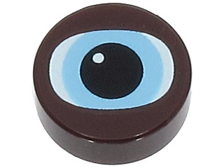 Part 98138pb394 - Tile, Round 1 x 1 with White and Bright Light Blue Chewbacca Eye with Black Pupil Pattern - De BrickPlaats