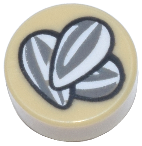Part 98138pb398 - Tile, Round 1 x 1 with Dark Bluish Gray and White Sunflower Seeds Pattern - De BrickPlaats
