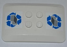 Part 98281pb001 - Wedge 6 x 4 x 2/3 Quad Curved with Blue Recycling Arrows and Paper Stack Pattern (Stickers) - Set 4206 - De BrickPlaats