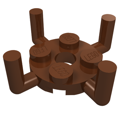 Part 98284 - Plate, Round 2 x 2 with Pin Hole and 4 Bar Arms Up - De BrickPlaats