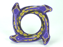 Part 98342pb02 - Ring 4 x 4 with 2 x 2 Hole and 4 Snake Head Ends and Yellow Scales Snake Pattern (Ninjago Spinner Crown) - De BrickPlaats