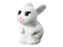 Part 98387pb01 - Bunny / Rabbit, Friends, Sitting with Bright Light Blue Eyes, Bright Pink Nose and Mouth and Black Whisker Dots Pattern (Daisy) - De BrickPlaats