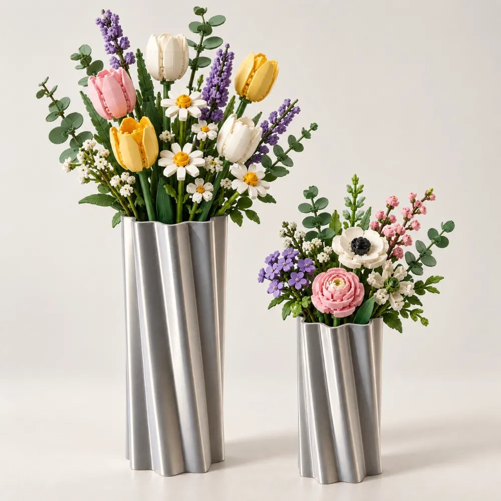 Vaas voor LEGO® bloemen | Metallic Zilver