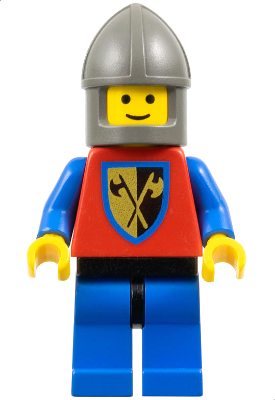 Minifig cas107 - Crusader Axe - Blue Legs with Black Hips, Dark Gray Chin-Guard - De BrickPlaats