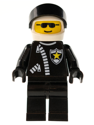 Minifig cop019 - Police - Zipper with Sheriff Star, White Helmet, Black Visor - De BrickPlaats