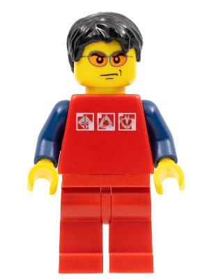 Minifig cty0108 - Red Shirt with 3 Silver Logos, Dark Blue Arms, Red Legs - De BrickPlaats