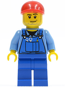 Minifig cty0134a - Farm Hand, Blue Overalls, Short Bill Cap - De BrickPlaats