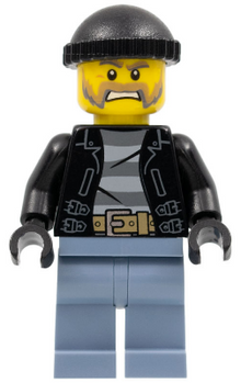 Minifig cty0621 - Police - City Bandit Male with Brown and Gray Beard, Black Knit Cap - De BrickPlaats