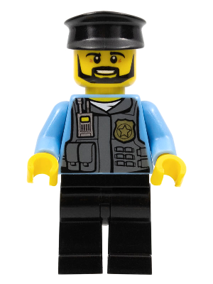Minifig cty0716 - Police Officer, Black Cap and Legs, Beard - De BrickPlaats