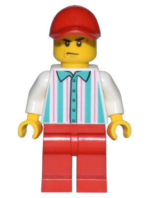 Minifig cty1434 - Hot Dog Vendor - Red Legs and Cap, Sweat Drops - De BrickPlaats