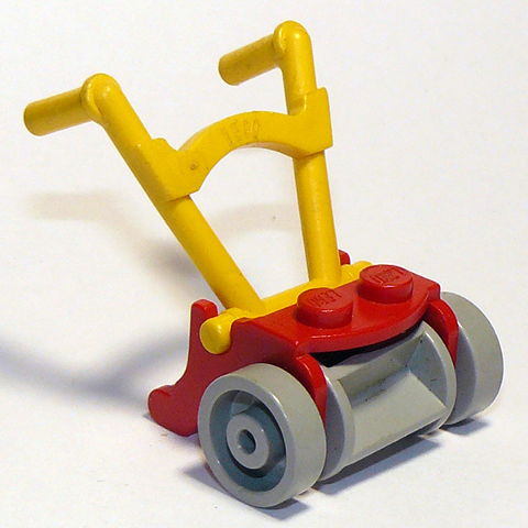 Part fabad2 - Fabuland Utensil Lawnmower with Light Gray Wheels and Yellow Handles - De BrickPlaats