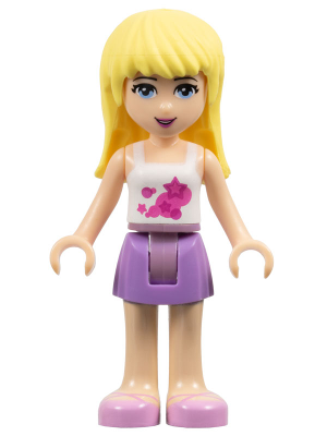 Minifig frnd0002 - Friends Stephanie - Medium Lavender Skirt, White Top - De BrickPlaats