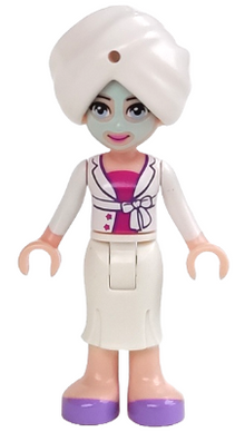 Minifig frnd0085 - Friends Sophie - White Long Skirt, Magenta Top with White Jacket, White Turban, Light Aqua Mask - De BrickPlaats