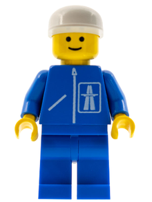 Minifig hgh003 - Highway Pattern - Blue Legs, White Cap - De BrickPlaats