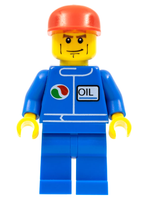 Minifig oct049 - Octan - Blue Oil, Blue Legs, Red Cap, Chin Dimple - De BrickPlaats