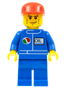 Minifig oct049 - Octan - Blue Oil, Blue Legs, Red Cap, Chin Dimple - De BrickPlaats