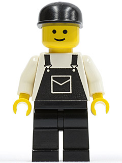 Minifig ovr020 - Overalls Black with Pocket, Black Legs, Black Cap - De BrickPlaats
