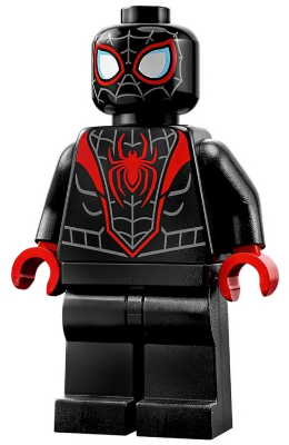 Minifig sh0855 - Spider-Man (Miles Morales) - Dark Bluish Gray Webbing on Head, Red Hands - De BrickPlaats