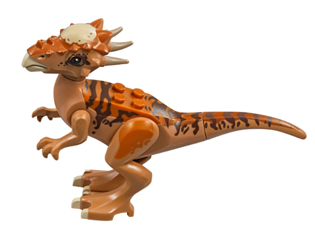 Part styg01 - Dinosaur Stygimoloch with Dark Orange Back and Dark Brown Stripes - De BrickPlaats