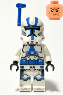 Minifig sw1246 - Clone Trooper Officer, 501st Legion (Phase 2) - White Arms, Blue Rangefinder, Nougat Head, Helmet with Holes - De BrickPlaats