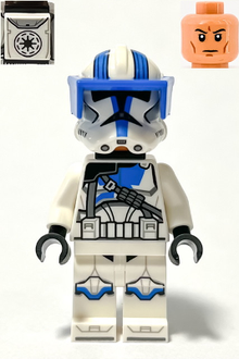 Minifig sw1247 - Clone Heavy Trooper, 501st Legion (Phase 2) - White Arms, Blue Visor, Backpack, Nougat Head, Helmet with Holes - De BrickPlaats