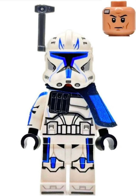 Minifig sw1315 - Clone Trooper Captain Rex, 501st Legion (Phase 2) - Blue Cloth Pauldron, Rangefinder, Printed White Arms - De BrickPlaats