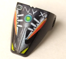 Part x209pb03 - Technic Throwbot Visor with RoboRider Onyx Pattern - De BrickPlaats