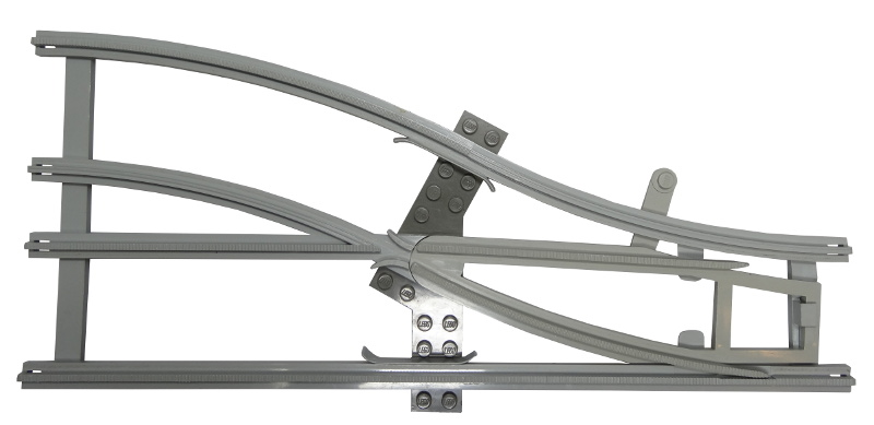 Part x879cx2 - Train, Track 4.5V Switch Point Right with Dark Gray Ties - De BrickPlaats